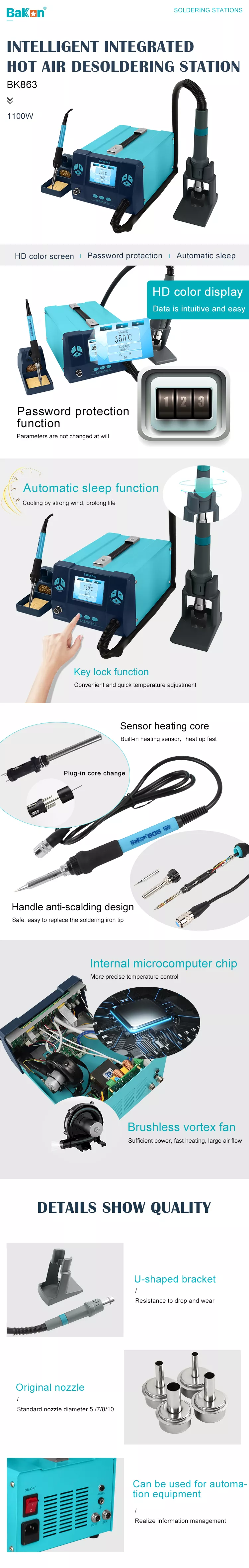 BAKON BK863 2 in 1 Soldering Stations