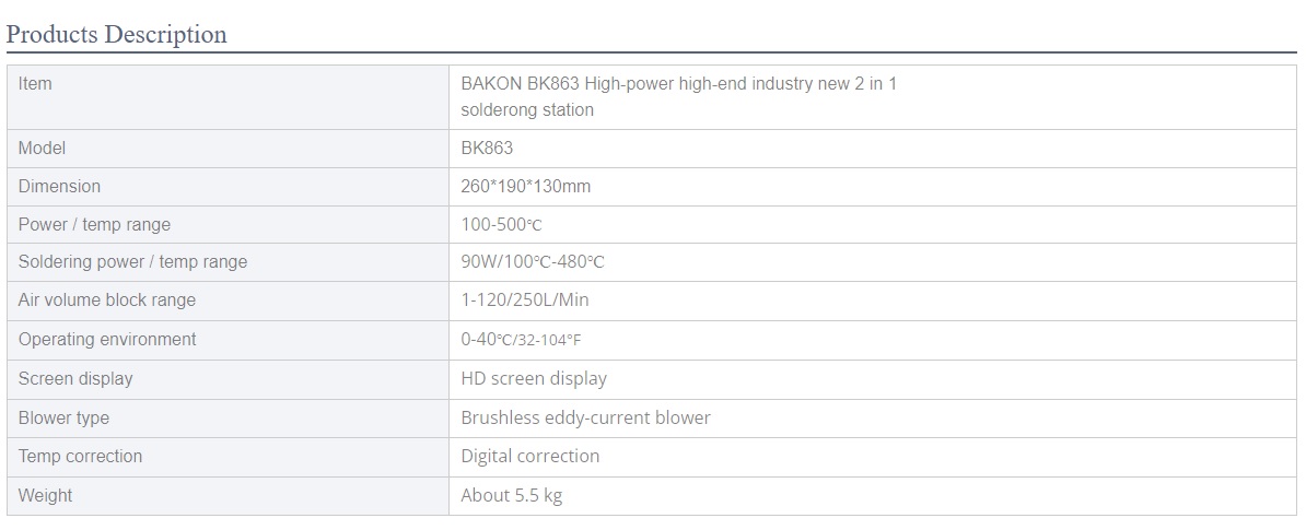 BAKON BK863 High-power high-end 2 in 1 Soldering Stations