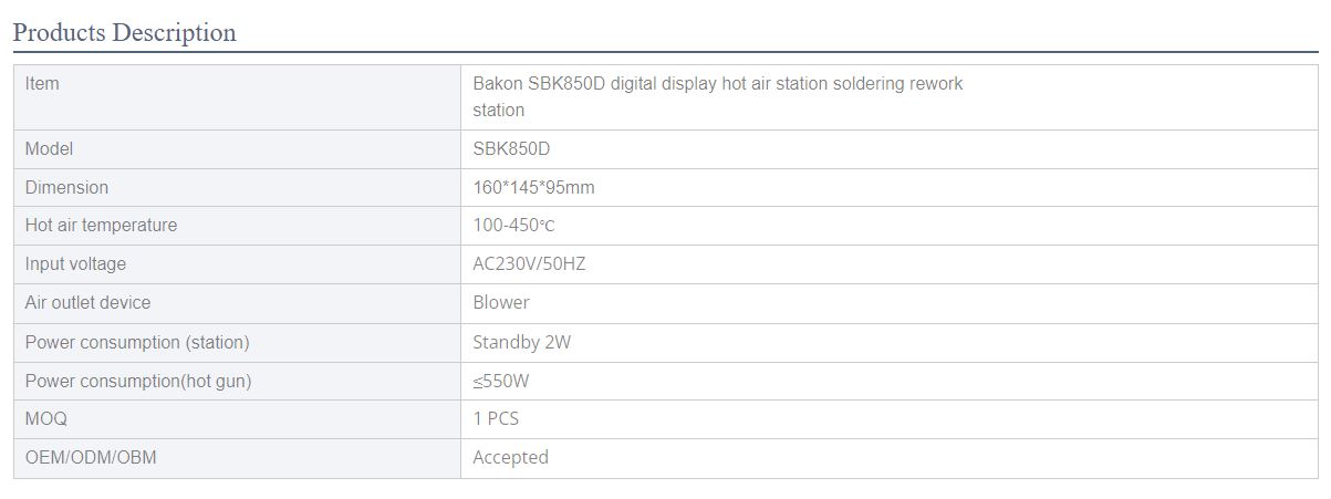 SBK850DDesoldering Stations