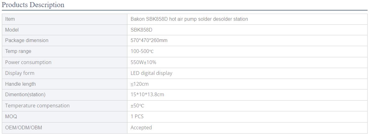 SBK858D Desoldering Stations